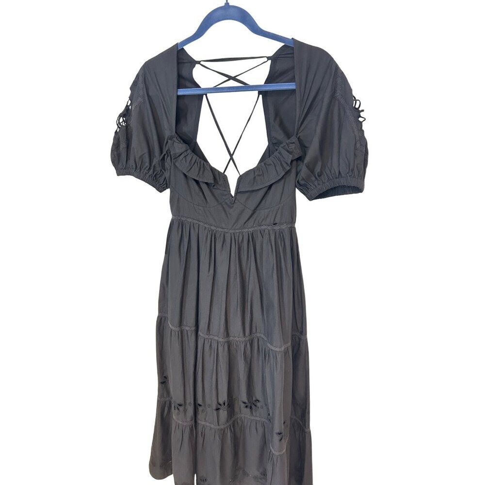 Tularosa Heather Embroidered Midi Dress Black Revolve size Petite XS 2 - Picture 7 of 10